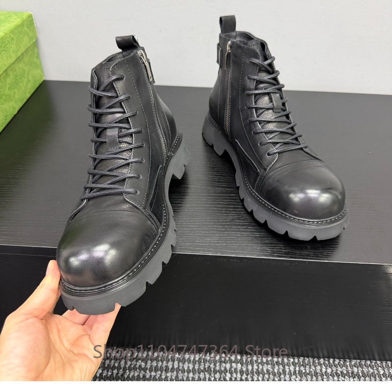 Leatherwork Designs - Bottes de combat en cuir véritable